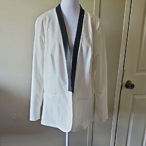 Torrid White Blazer with Black Collar